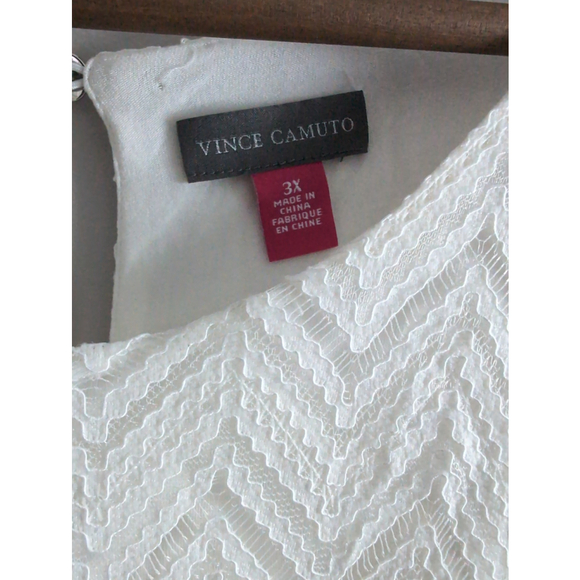 Vince Camuto White Lace up Blouse High Low Hem Flowy Women's Sz 3X Fairy Beachy - Picture 3 of 6